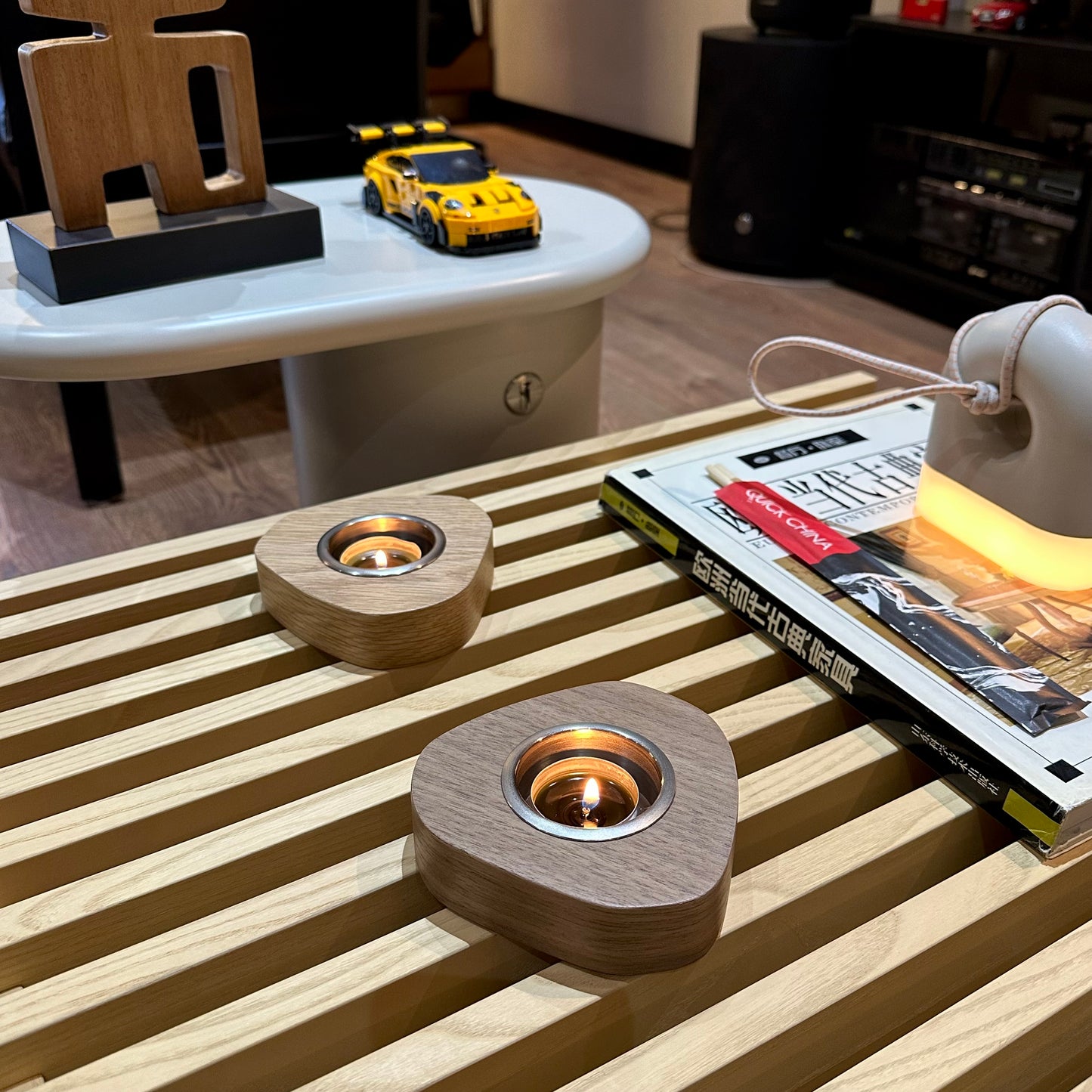 Amorf Tealight Mumluk / Naturel Ceviz