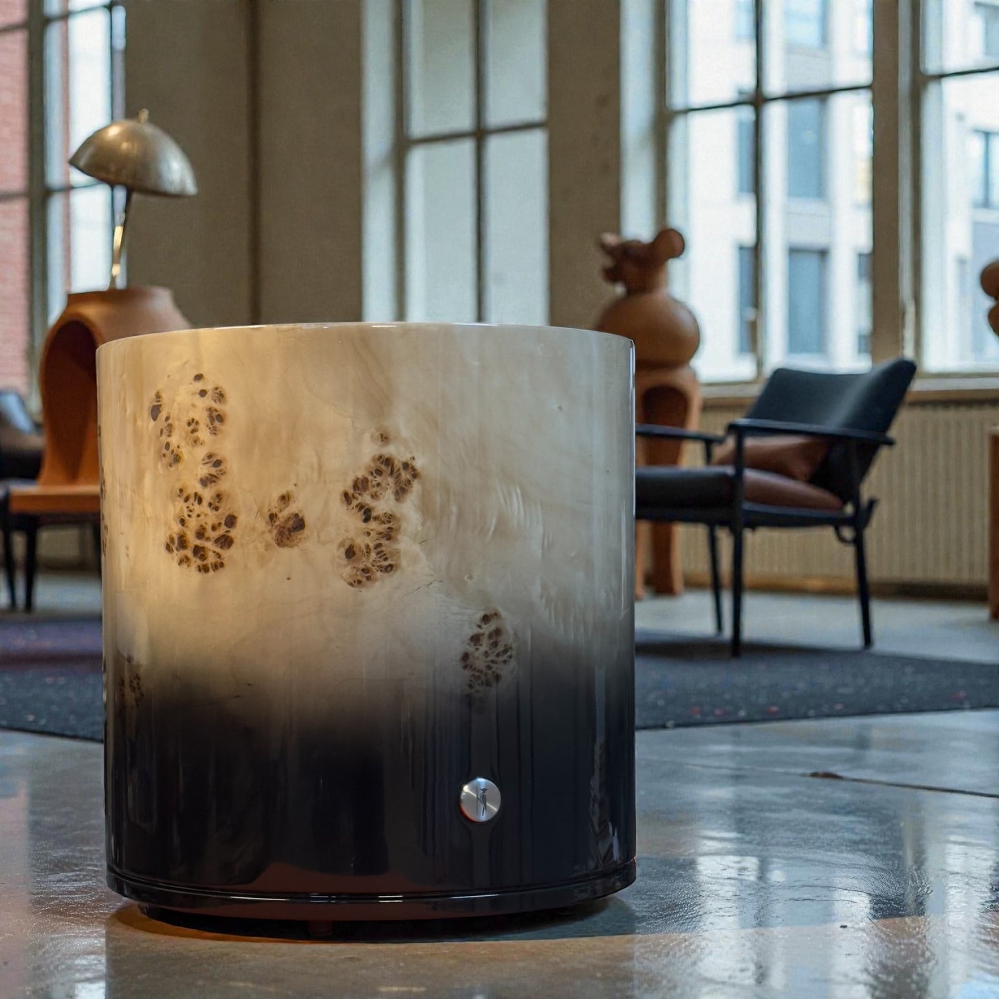 GRUND - Mazel Kök Sehpa / Siyah & Naturel / Parlak