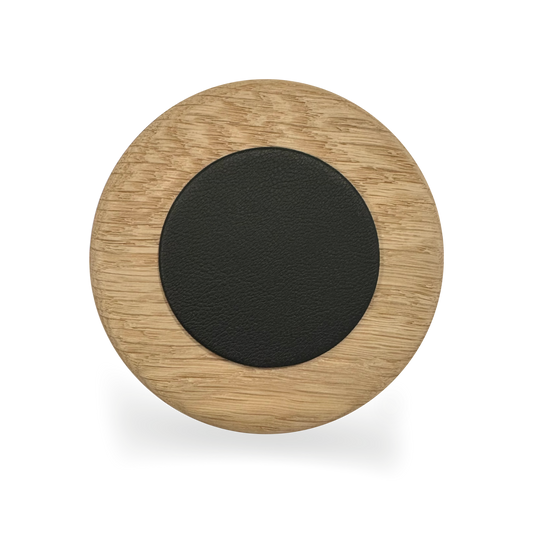 Bardak Altlığı  Yuvarlak / Meşe & Deri
